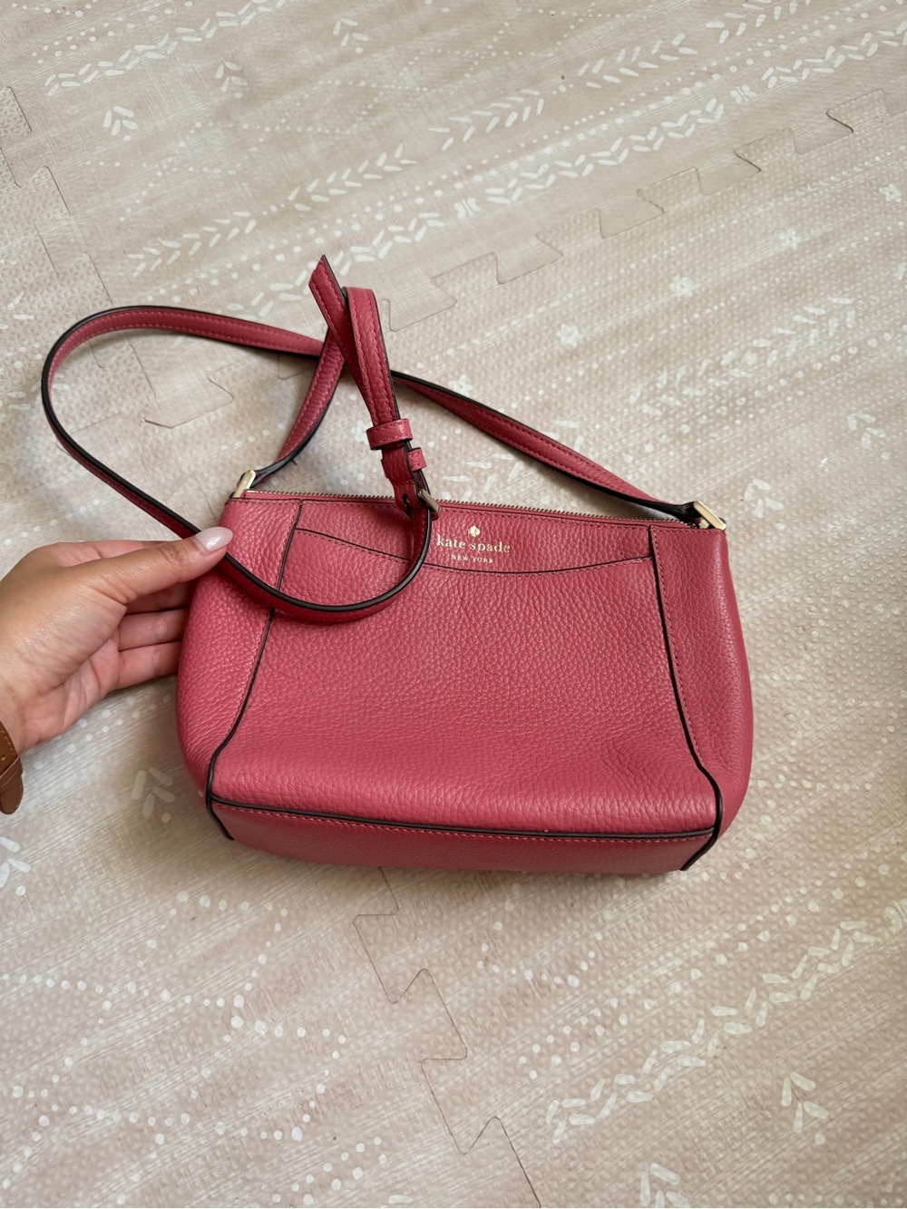 kate spade Pebbled Leather Crossbody in Rose Red
